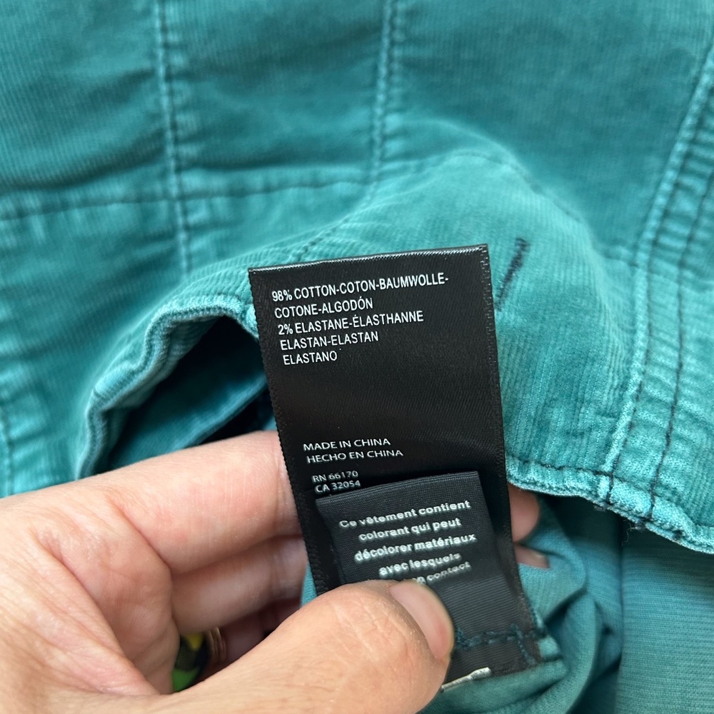 We The Free Jayde Cord Flare Jeans green blue teal emerald High Rise - Sz 31 - Picture 6 of 9